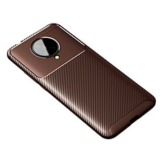Silicone Candy Rubber TPU Twill Soft Case Cover Y01 for Xiaomi Redmi K30 Pro 5G Brown