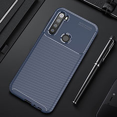 Silicone Candy Rubber TPU Twill Soft Case Cover Y01 for Xiaomi Redmi Note 8 (2021) Blue