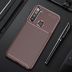 Silicone Candy Rubber TPU Twill Soft Case Cover Y01 for Xiaomi Redmi Note 8 (2021) Brown