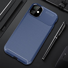 Silicone Candy Rubber TPU Twill Soft Case Cover Y02 for Apple iPhone 11 Blue