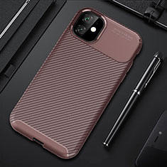 Silicone Candy Rubber TPU Twill Soft Case Cover Y02 for Apple iPhone 11 Brown