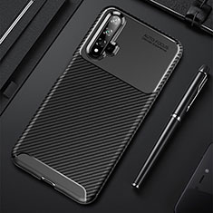 Silicone Candy Rubber TPU Twill Soft Case Cover Y02 for Huawei Honor 20S Black
