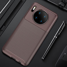 Silicone Candy Rubber TPU Twill Soft Case Cover Y02 for Huawei Mate 30 5G Brown