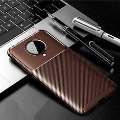 Silicone Candy Rubber TPU Twill Soft Case Cover Y02 for Xiaomi Redmi K30 Pro 5G Brown