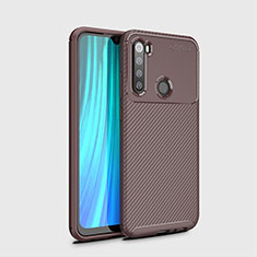 Silicone Candy Rubber TPU Twill Soft Case Cover Y02 for Xiaomi Redmi Note 8 (2021) Brown
