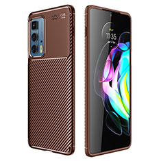 Silicone Candy Rubber TPU Twill Soft Case Cover Z01 for Motorola Moto Edge 20 Pro 5G Brown