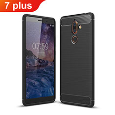Silicone Candy Rubber TPU Twill Soft Case for Nokia 7 Plus Black