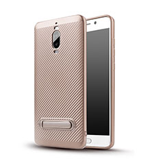 Silicone Candy Rubber TPU Twill Soft Case with Stand for Huawei Mate 9 Pro Gold