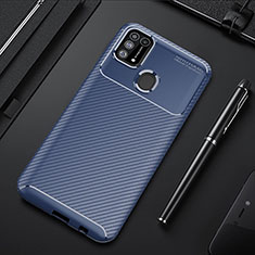 Silicone Candy Rubber TPU Twill Soft T01 Case Cover for Samsung Galaxy M31 Prime Edition Blue