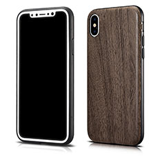 Silicone Candy Rubber Wood-Grain Pattern Soft Case for Apple iPhone Xs Gray