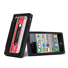 Silicone Cassette Soft Case for Apple iPhone 4S Black