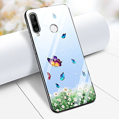 Silicone Frame Butterfly Mirror Case for Huawei P30 Lite New Edition Sky Blue