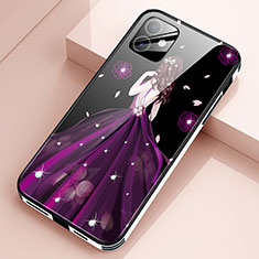 Silicone Frame Dress Party Girl Mirror Case Cover for Apple iPhone 12 Mini Purple