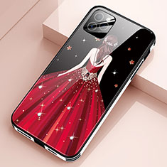 Silicone Frame Dress Party Girl Mirror Case Cover for Apple iPhone 12 Pro Max Red