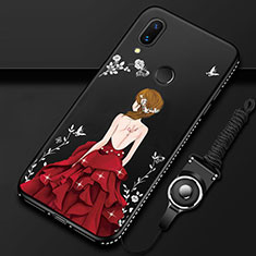 Silicone Frame Dress Party Girl Mirror Case Cover for Huawei P Smart Z Red and Black