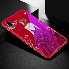 Silicone Frame Dress Party Girl Mirror Case Cover for Huawei P20 Red