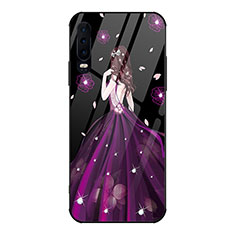 Silicone Frame Dress Party Girl Mirror Case Cover for Huawei P30 Purple