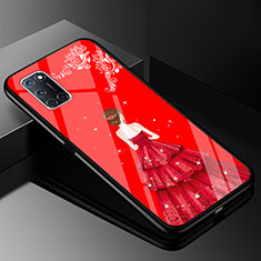 Silicone Frame Dress Party Girl Mirror Case Cover for Oppo A92 Red