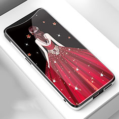 Silicone Frame Dress Party Girl Mirror Case Cover for Oppo Find X Red