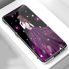 Silicone Frame Dress Party Girl Mirror Case Cover for Oppo Find X Super Flash Edition Purple