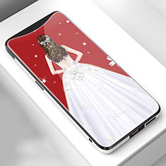 Silicone Frame Dress Party Girl Mirror Case Cover for Oppo Find X White