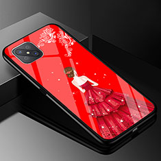 Silicone Frame Dress Party Girl Mirror Case Cover for Oppo Reno4 Z 5G Red
