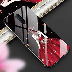 Silicone Frame Dress Party Girl Mirror Case Cover for Oppo RX17 Pro Red Wine