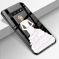 Silicone Frame Dress Party Girl Mirror Case Cover K01 for Samsung Galaxy S10 White