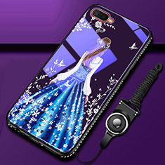 Silicone Frame Dress Party Girl Mirror Case Cover M01 for Oppo K1 Blue