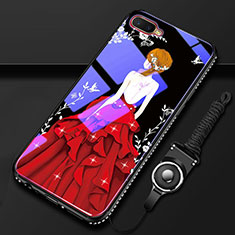 Silicone Frame Dress Party Girl Mirror Case Cover M01 for Oppo K1 Red Wine