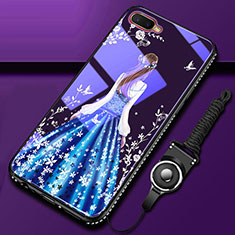 Silicone Frame Dress Party Girl Mirror Case Cover M01 for Oppo RX17 Neo Blue