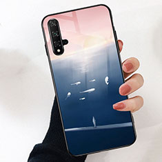 Silicone Frame Fashionable Pattern Mirror Case Cover D01 for Huawei Nova 5T Blue