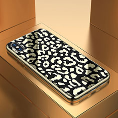 Silicone Frame Fashionable Pattern Mirror Case Cover for Apple iPhone Xs Max Black