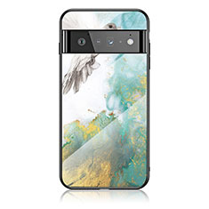 Silicone Frame Fashionable Pattern Mirror Case Cover for Google Pixel 6 Pro 5G Green