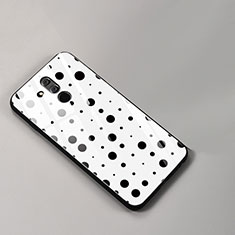 Silicone Frame Fashionable Pattern Mirror Case Cover for Huawei Mate 20 Lite White