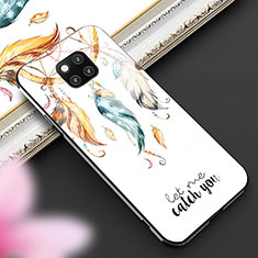 Silicone Frame Fashionable Pattern Mirror Case Cover for Huawei Mate 20 Pro Orange