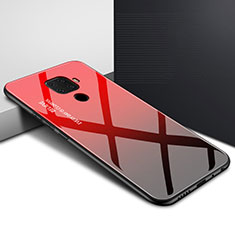 Silicone Frame Fashionable Pattern Mirror Case Cover for Huawei Mate 30 Lite Red