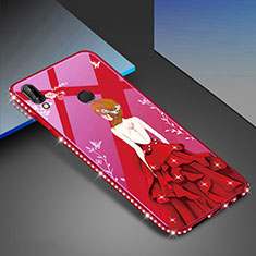 Silicone Frame Fashionable Pattern Mirror Case Cover for Huawei Nova 3e Red