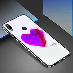 Silicone Frame Fashionable Pattern Mirror Case Cover for Huawei P20 Lite Purple