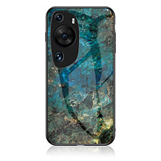 Silicone Frame Fashionable Pattern Mirror Case Cover for Huawei P60 Art Blue