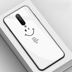 Silicone Frame Fashionable Pattern Mirror Case Cover for OnePlus 7 Pro White