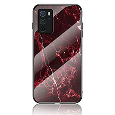 Silicone Frame Fashionable Pattern Mirror Case Cover for Oppo A16 Red