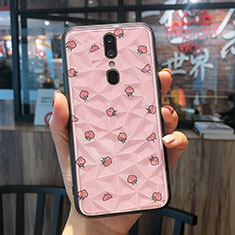 Silicone Frame Fashionable Pattern Mirror Case Cover for Oppo A9 Pink