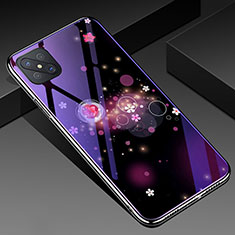 Silicone Frame Fashionable Pattern Mirror Case Cover for Oppo A92s 5G Purple