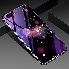Silicone Frame Fashionable Pattern Mirror Case Cover for Oppo AX5 Purple