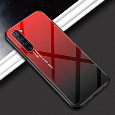 Silicone Frame Fashionable Pattern Mirror Case Cover for Oppo Find X2 Lite Red