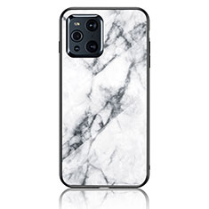 Silicone Frame Fashionable Pattern Mirror Case Cover for Oppo Find X3 Pro 5G White