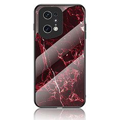 Silicone Frame Fashionable Pattern Mirror Case Cover for Oppo Find X5 Pro 5G Red