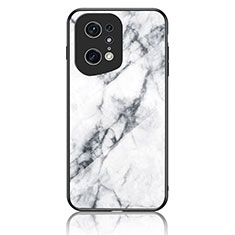 Silicone Frame Fashionable Pattern Mirror Case Cover for Oppo Find X5 Pro 5G White