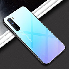 Silicone Frame Fashionable Pattern Mirror Case Cover for Oppo K7 5G Sky Blue